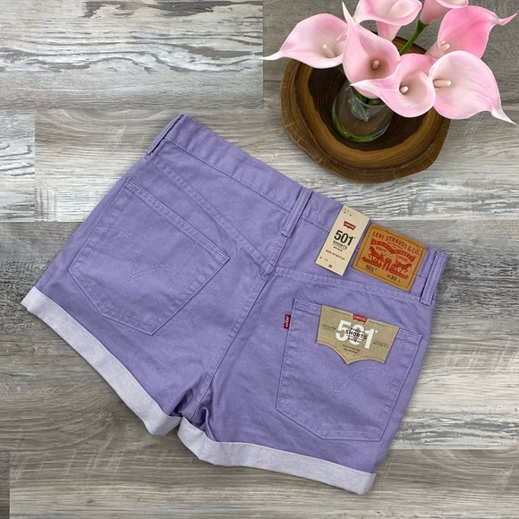Levi's Pants - Levi’s 501 Women’s Mid Rise Denim Shorts Purple